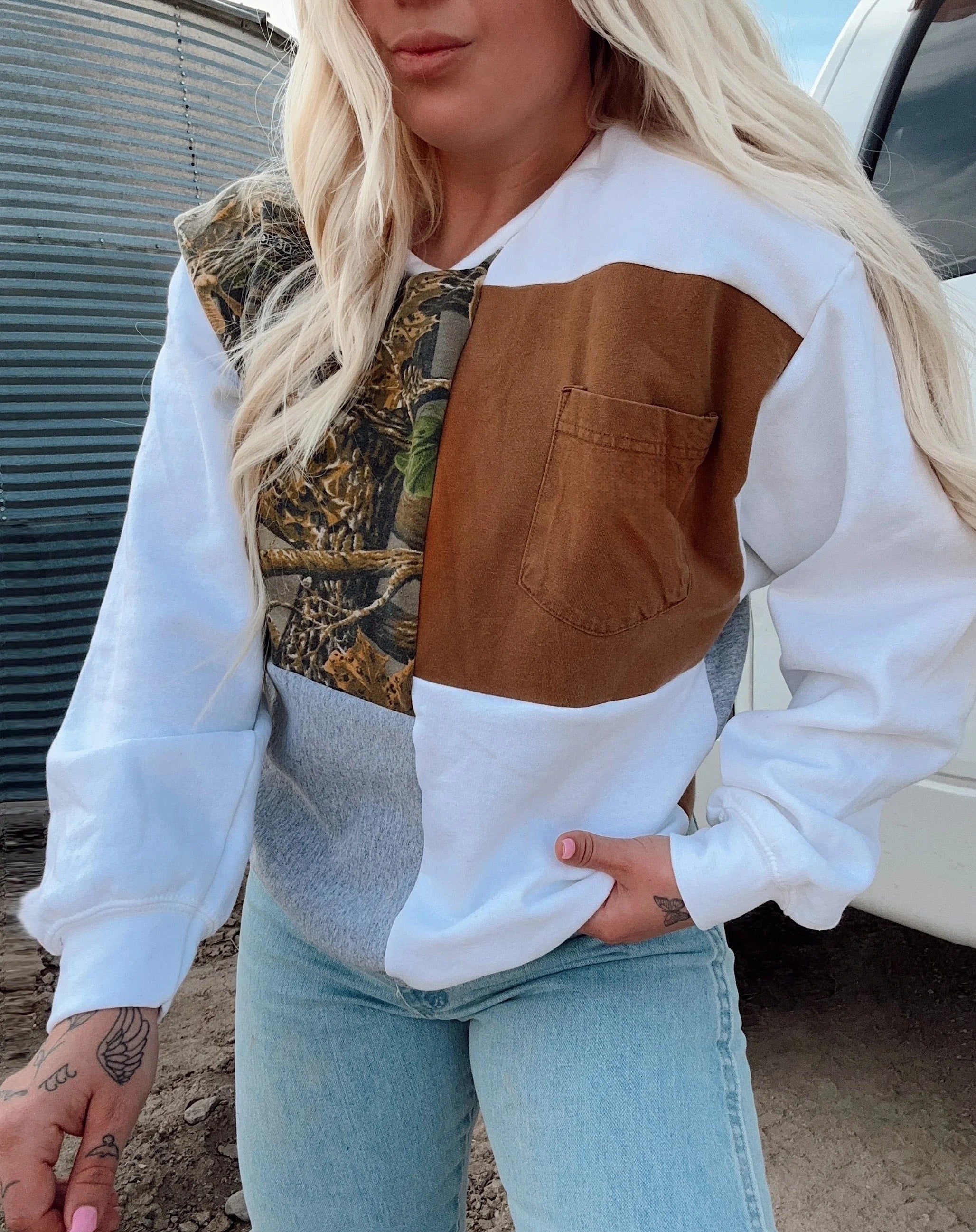 Blue Collar & Camo Crew Neck Sweatshirt