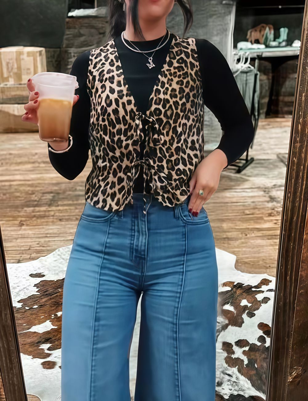 Cheetah Ribbon Tie Vest