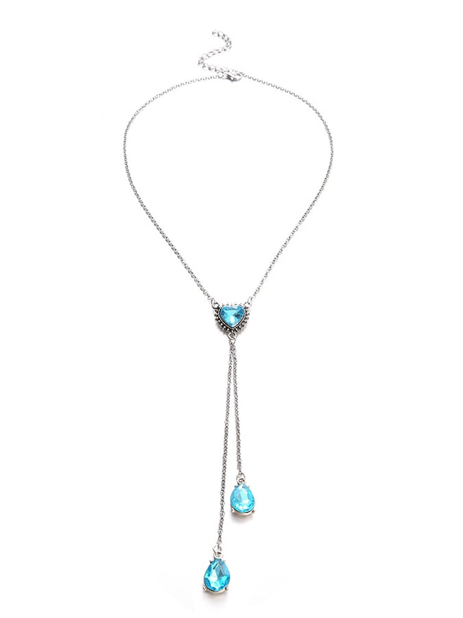 Casual Water Drop Gemstone Pendant Necklaces