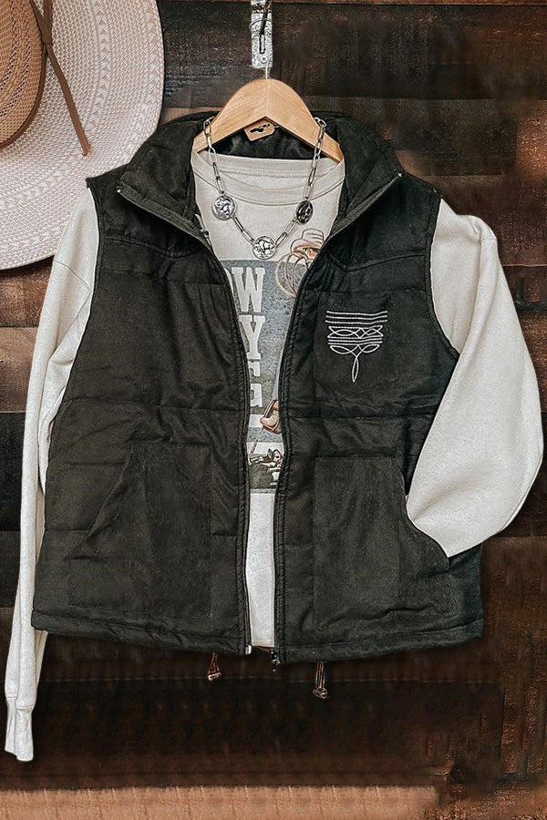 Boot Stitch Printed Quilted Vest