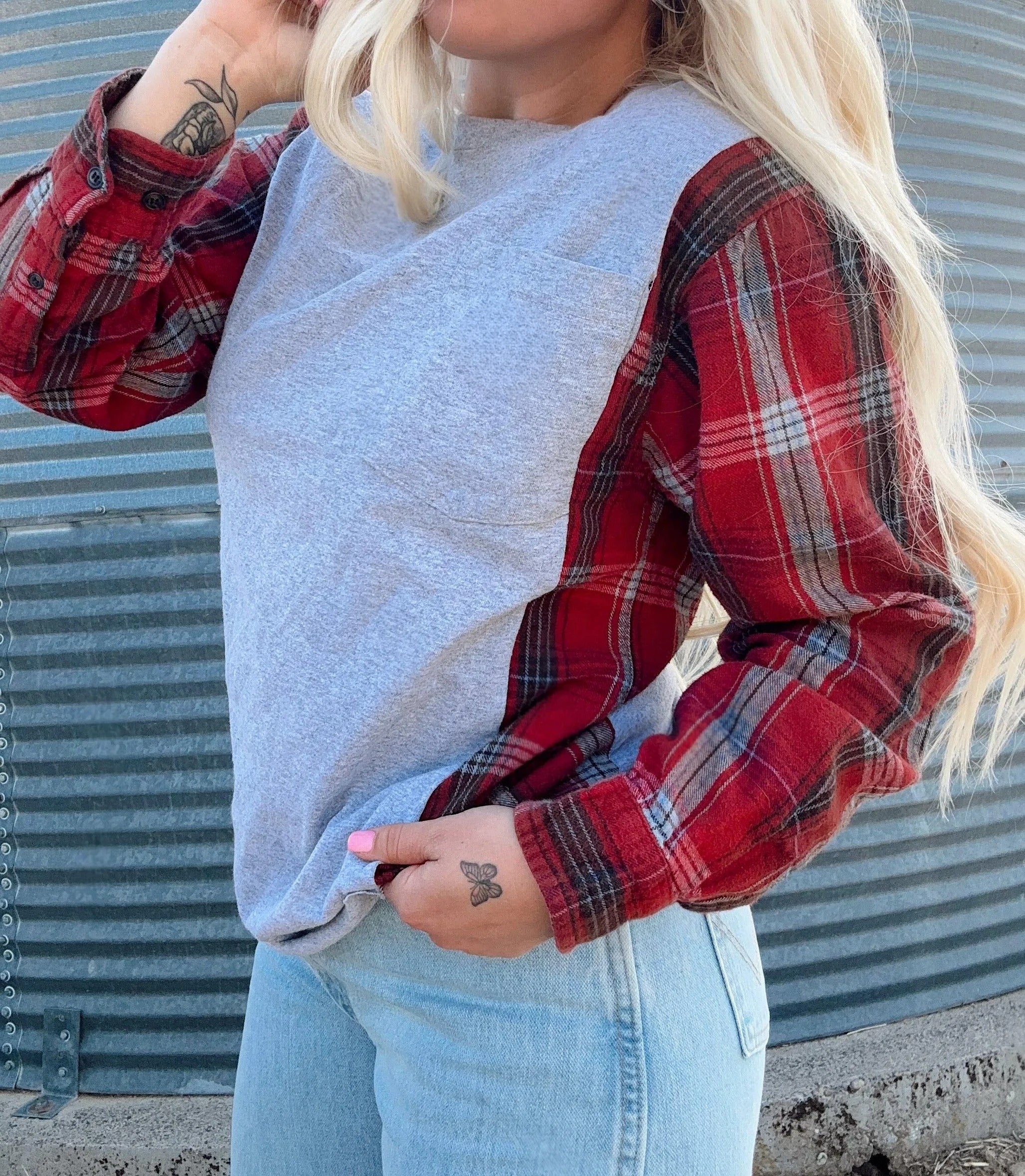 Blue Collar Wife Patchwork Top