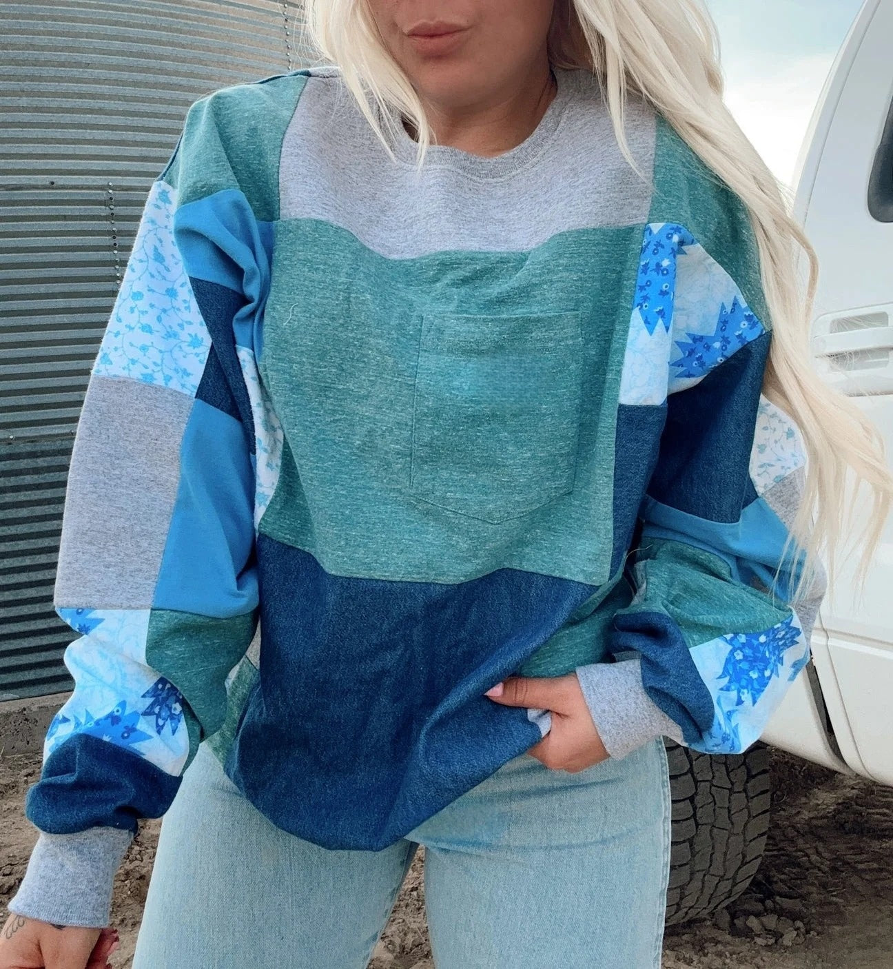 Cowboy Quilt Crew Neck Sweatshirt