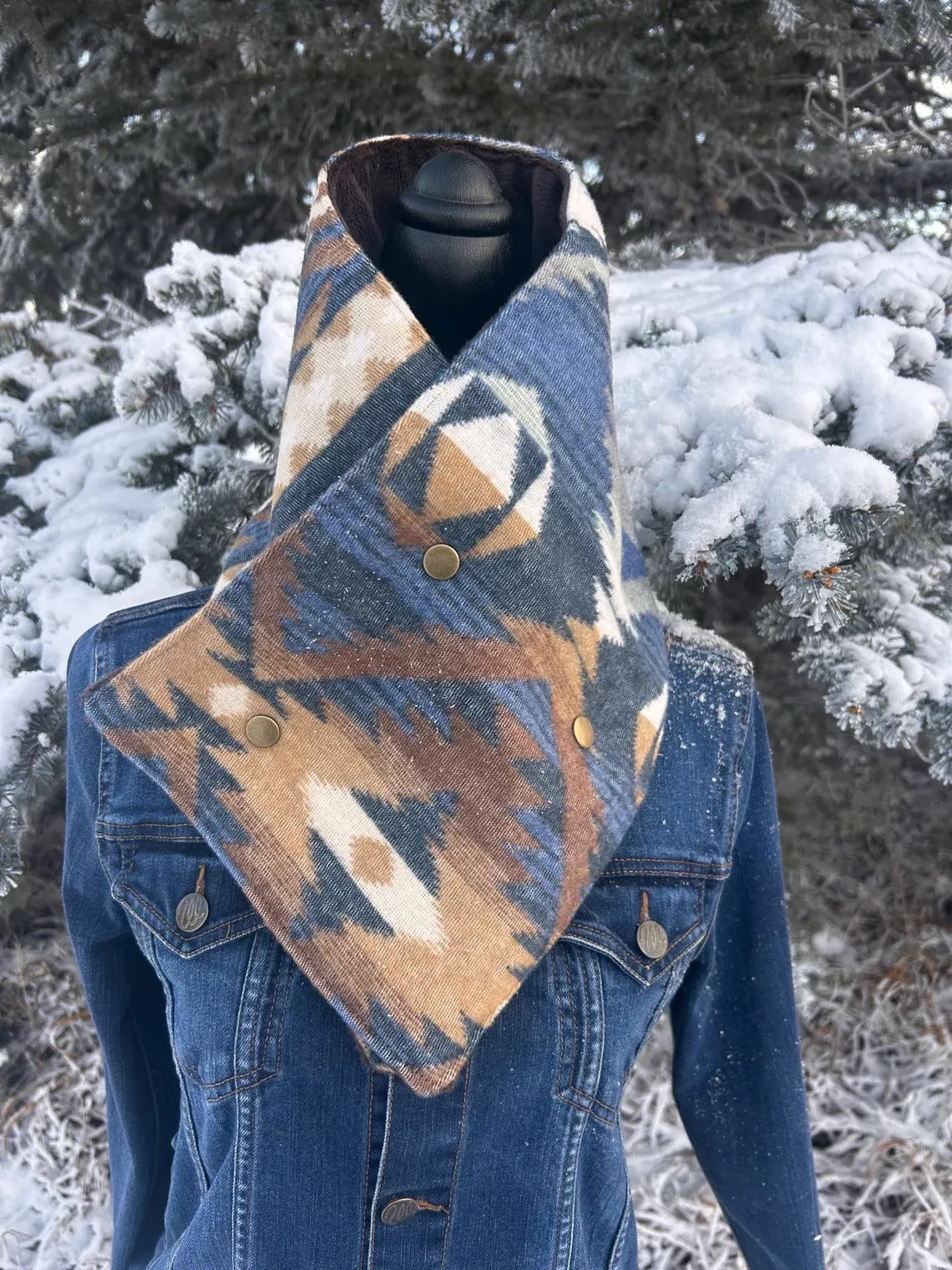 Cowl Neck Warmer Wool Bandana Rustic Scarf
