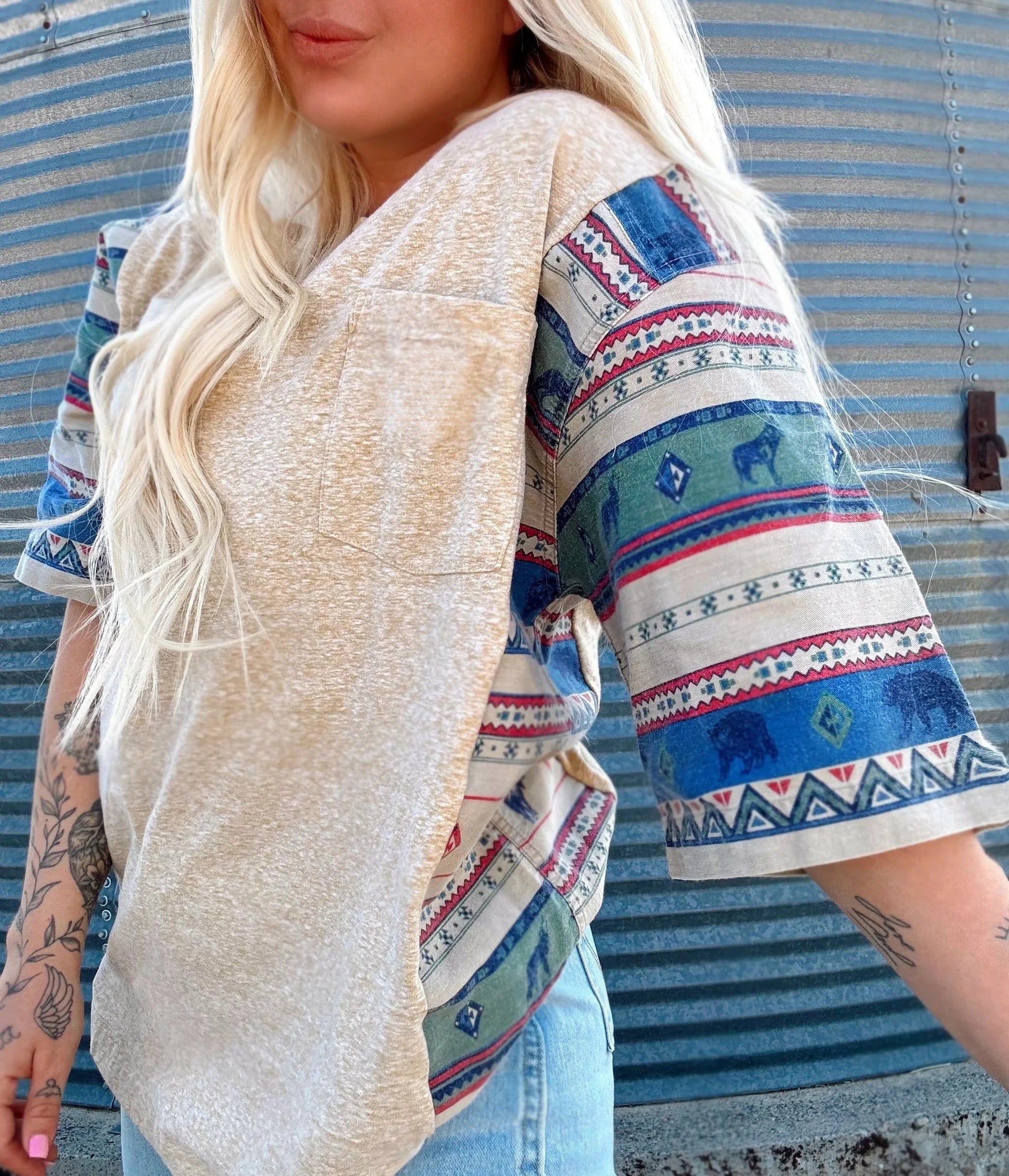 Cabin Cowboy Patchwork T-SHIRT