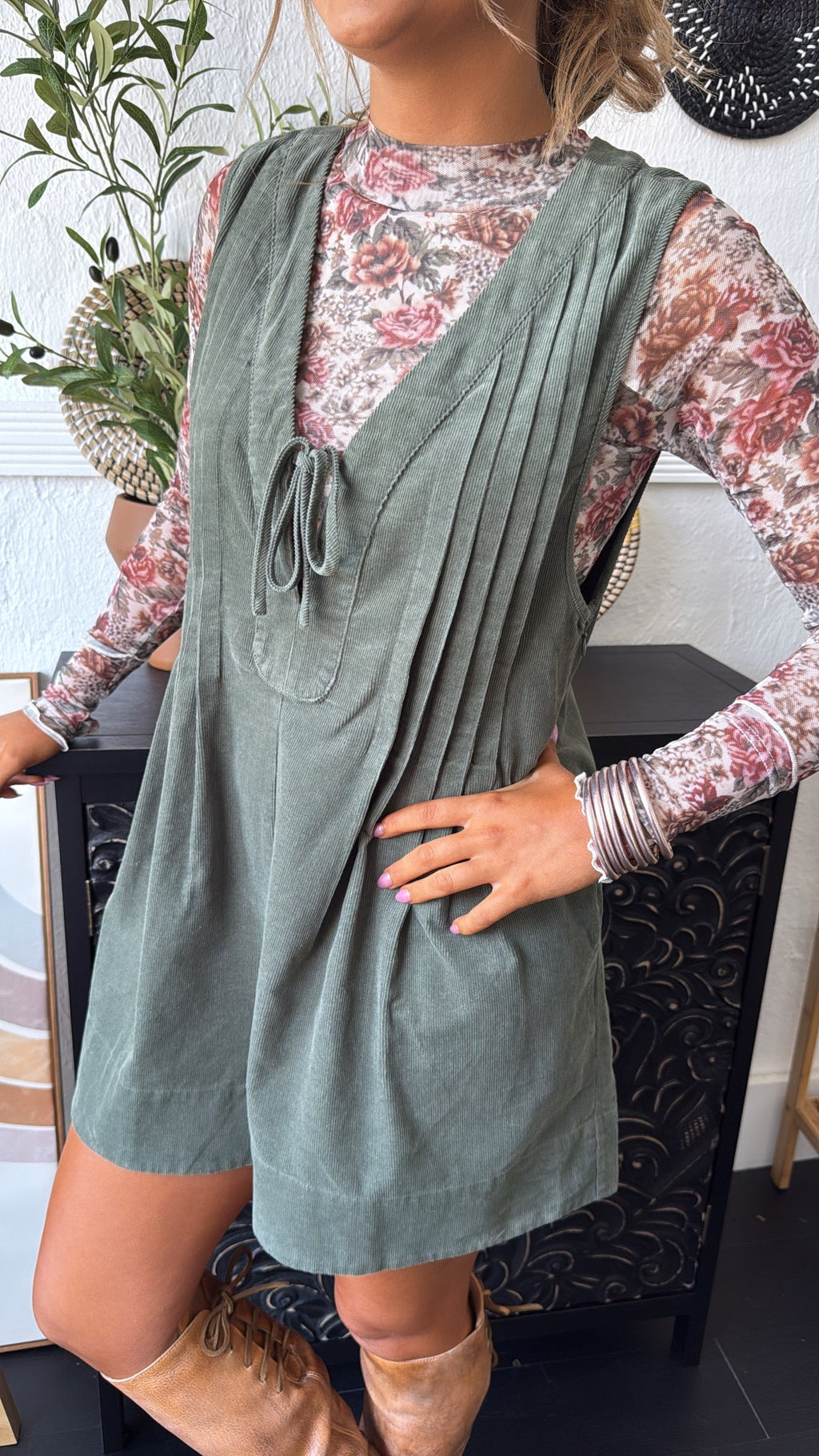 Cinder Rose Mesh Mock Neck Top