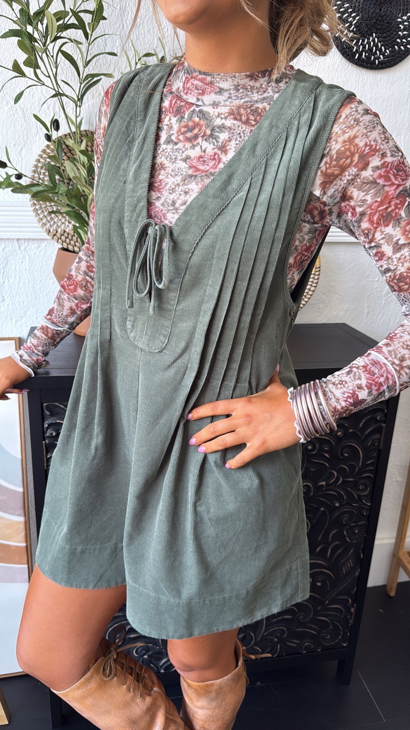 Cinder Rose Mesh Mock Neck Top